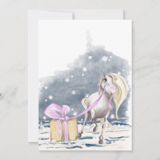 Weihnachtskarte mit Pferd und Weihnachtspacket シーズンカード (正面)