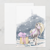 Weihnachtskarte mit Pferd und Weihnachtspacket シーズンカード (正面/裏面)