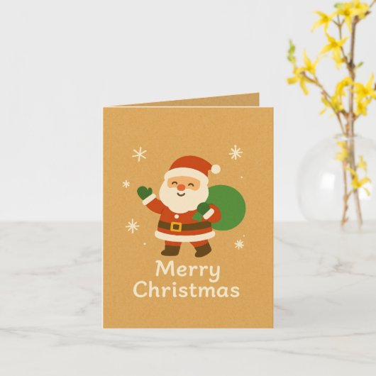 Weihnachtskarte mit Santa Claus Merry Christmas カード (黄色い花)
