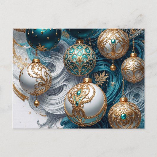 Weihnachtskarte Postkarte mit luxuriösen Ornamente ポストカード (正面)