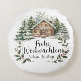 Weihnachtskissen rundform mit Weihnachtsgruss ラウンドクッション