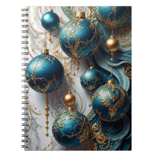 Weihnachtskugeln Blau Gold Festzauber ノートブック