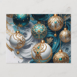 Weihnachtskugeln Blau Gold Luxus Ornament シーズンポストカード