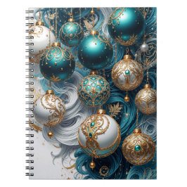 Weihnachtskugeln Blau Gold Luxus Ornament ノートブック