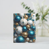 Weihnachtskugeln Blau Gold Premium シーズンポストカード (スタンド正面)
