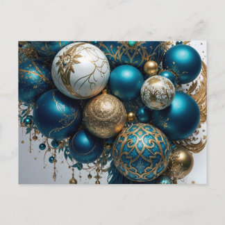 Weihnachtskugeln Gold Blau Luxus Fest シーズンポストカード