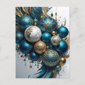 Weihnachtskugeln Gold Blau Luxus Fest Standard ポストカード
