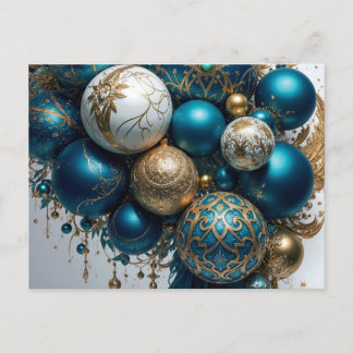 Weihnachtskugeln Gold Blau Luxus Fest Standard ポストカード
