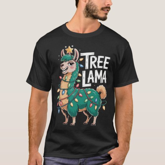 Weihnachtslama T-Shirt – Witziges Tree Lama Tシャツ (正面)