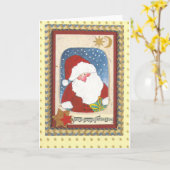 "Weihnachtsmann Aquarell-Collage-Karte" カード (黄色い花)