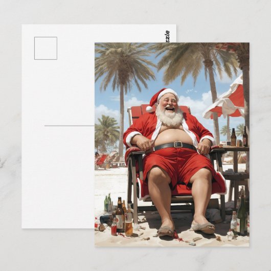 Weihnachtsmann im Urlaub ポストカード (正面/裏面)