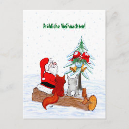 Weihnachtsmann KaninchenキツネEichhhernchen, Deutsch シーズンポストカード