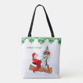Weihnachtsmann KaninchenキツネEichhhernchen, Deutsch トートバッグ (裏面)