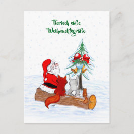 Weihnachtsmann KaninchenキツネEichhhernchen, Deutsch ポストカード