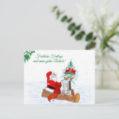 Weihnachtsmann KaninchenキツネEichhhernchen, Deutsch ポストカード (スタンド正面)