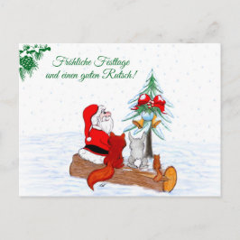 Weihnachtsmann KaninchenキツネEichhhernchen, Deutsch ポストカード