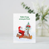 Weihnachtsmann KaninchenキツネEichhhernchen, Deutsch ポストカード (スタンド正面)