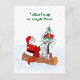 Weihnachtsmann KaninchenキツネEichhhernchen, Deutsch ポストカード