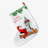 Weihnachtsmann KaninchenキツネEichhhernchen, Deutsch ラージクリスマスストッキング (裏面 (吊り時))