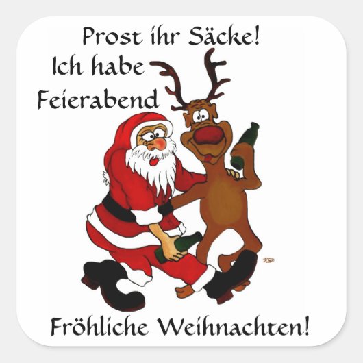 Weihnachtsmann mit Elch スクエアシール (正面)