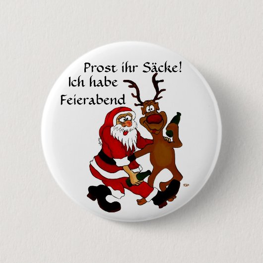 Weihnachtsmann mit Elch 缶バッジ (正面)