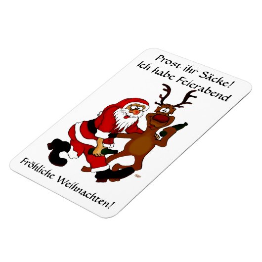 Weihnachtsmann mit Elch - Prost ihr Säcke! マグネット (左側)