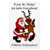 Weihnachtsmann mit Elch - Prost ihr Säcke! マグネット (縦)