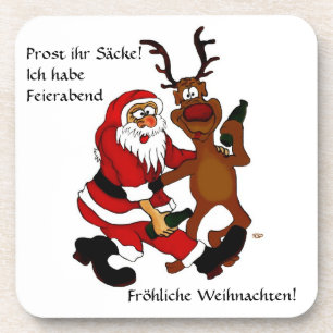 Weihnachtsmann mit Elch - Prost ihr Saycke! コースター