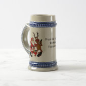 Weihnachtsmann mit Elch - Prost ihr Saycke! ビールジョッキ (正面左)