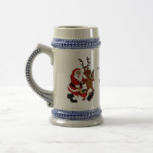 Weihnachtsmann mit Elch - Prost ihr Saycke! ビールジョッキ (左)