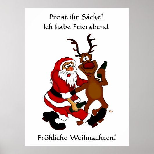 Weihnachtsmann mit Elch - Prost ihr Saycke! ポスター (正面)