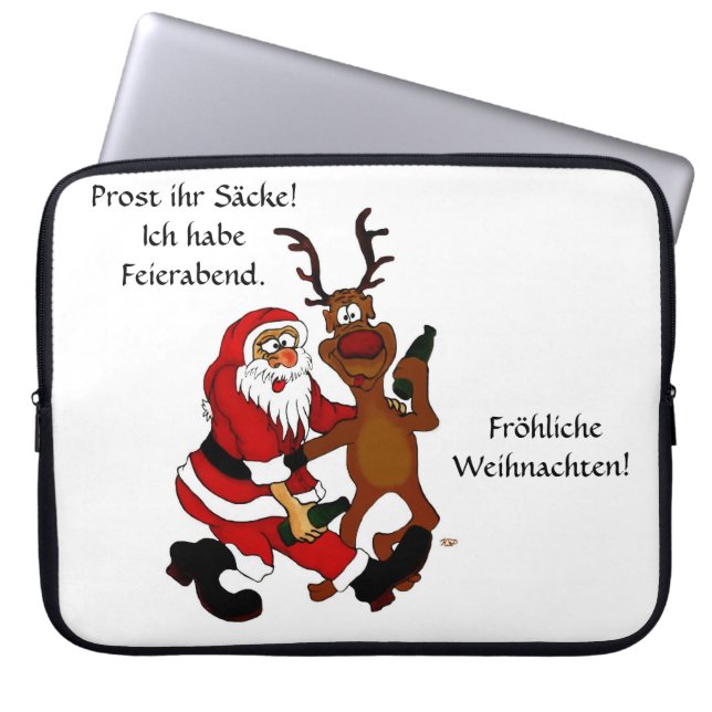 Weihnachtsmann mit Elch - Prost ihr Saycke! ラップトップスリーブ (正面)