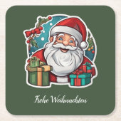 Weihnachtsmann mit Geschenken - スクエアペーパーコースター (正面)