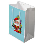 Weihnachtsmann mit Geschenken ミディアムペーパーバッグ (正面アングル)