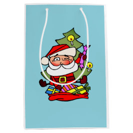 Weihnachtsmann mit Geschenken ミディアムペーパーバッグ