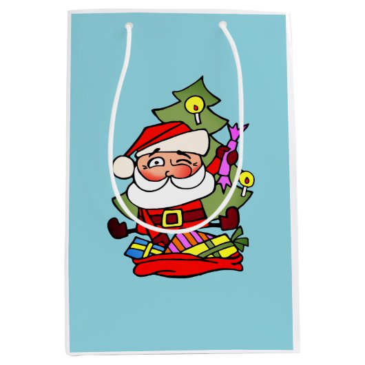 Weihnachtsmann mit Geschenken ミディアムペーパーバッグ (正面)