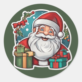 Weihnachtsmann mit Geschenken -  ラウンドシール