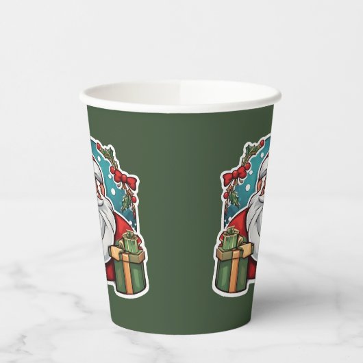 Weihnachtsmann mit Geschenken - 紙コップ (左)