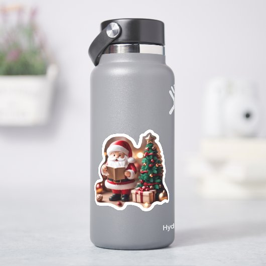 Weihnachtsmann mit Tannenbaum in 3D -  シール (HydroFlask)
