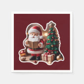 Weihnachtsmann mit Tannenbaum in 3D -  スタンダードカクテルナプキン (正面)