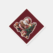 Weihnachtsmann mit Tannenbaum in 3D -  スタンダードカクテルナプキン (角)