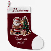 Weihnachtsmann mit Tannenbaum in 3D -  スモールクリスマスストッキング (正面)