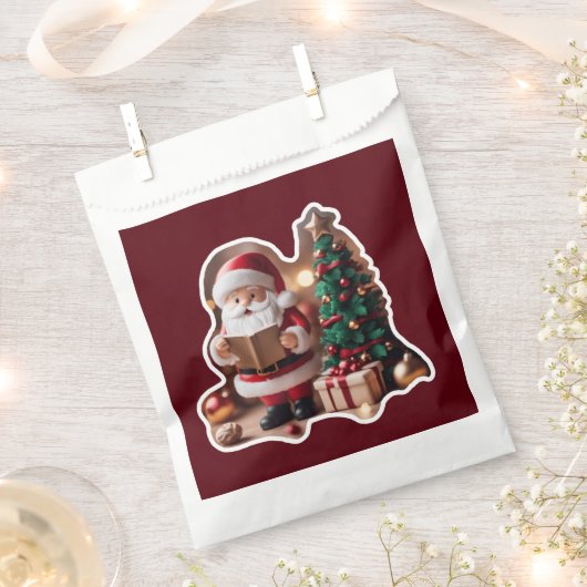 Weihnachtsmann mit Tannenbaum in 3D -  フェイバーバッグ (クリップ留めされた状態)