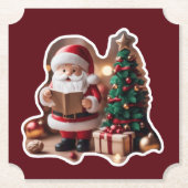 Weihnachtsmann mit Tannenbaum in 3D -  ペーパーコースター (正面)
