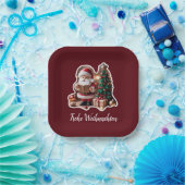 Weihnachtsmann mit Tannenbaum in 3D - ペーパープレート (パーティー)