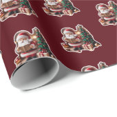 Weihnachtsmann mit Tannenbaum in 3D -  ラッピングペーパー (ロールコーナー)