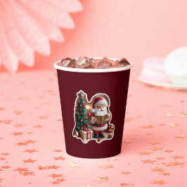 Weihnachtsmann mit Tannenbaum in 3D -  紙コップ
