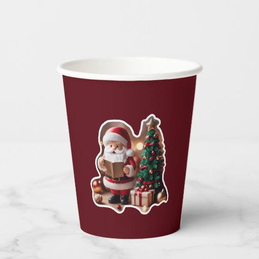 Weihnachtsmann mit Tannenbaum in 3D -  紙コップ (裏面)