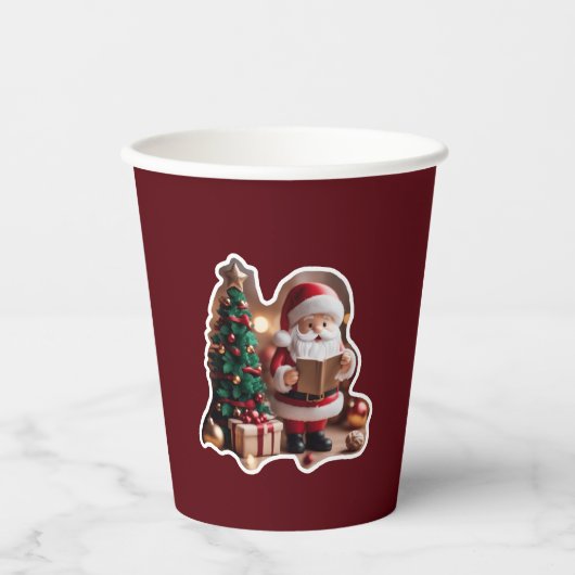 Weihnachtsmann mit Tannenbaum in 3D - 紙コップ (正面)