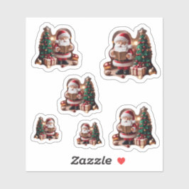 Weihnachtsmann mit Tannenbaum in 3D - 6  シール